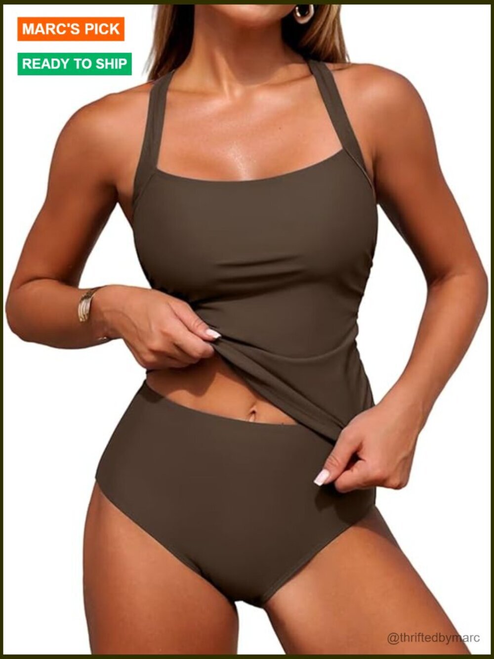 Tummy Control Tankini Set High Waisted Swimwear Two Piece Bathing Suit